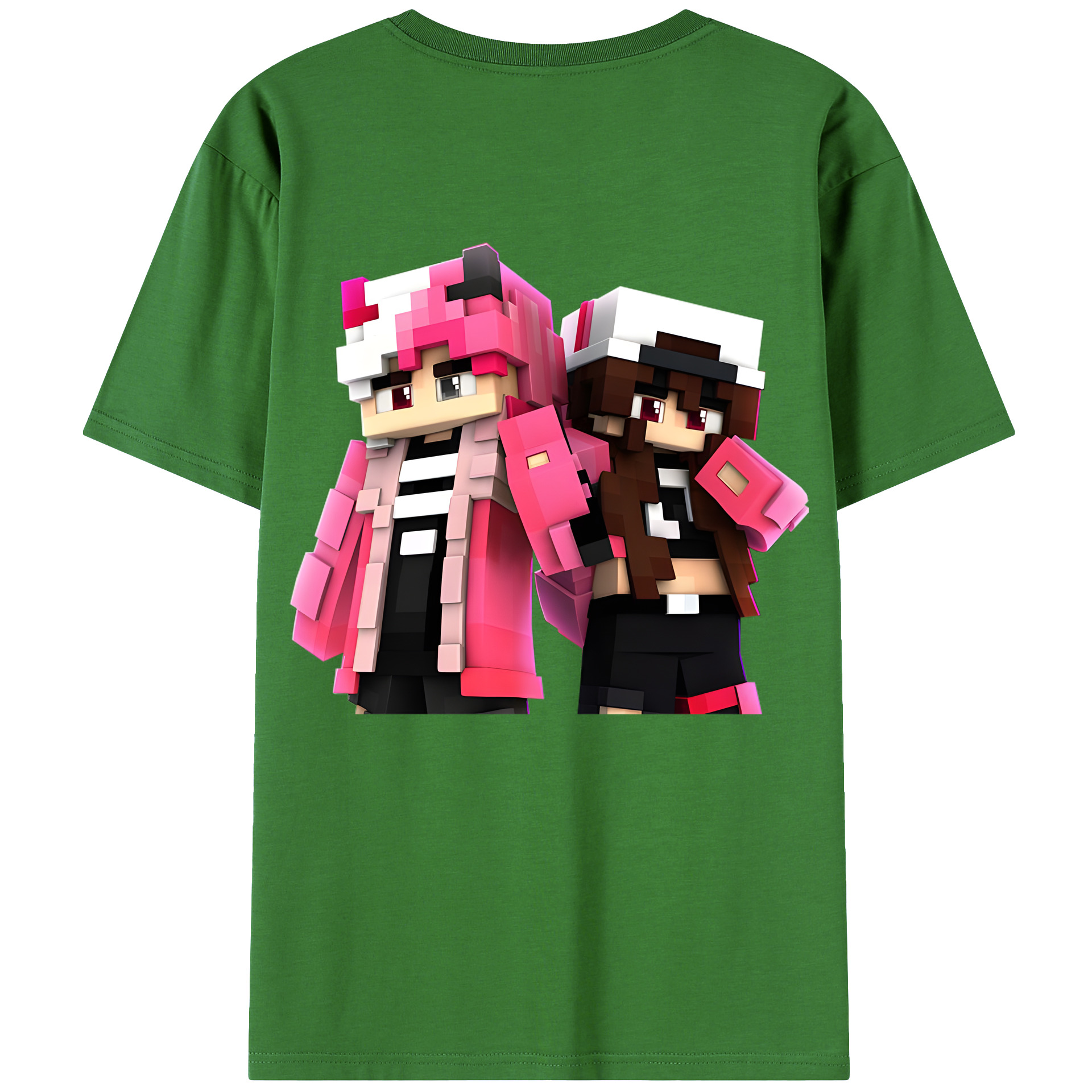 （画像用） マインクラフト ブロックの世界 Minecraft MC Block world レディース半袖Tシャツ(バックプリント)